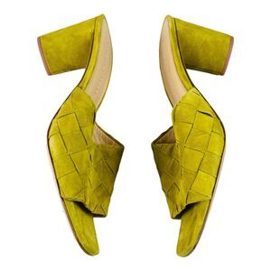 Veronica Beard Kiele Womens Woven Suede Slide High Heel Sandals Green 8.5M